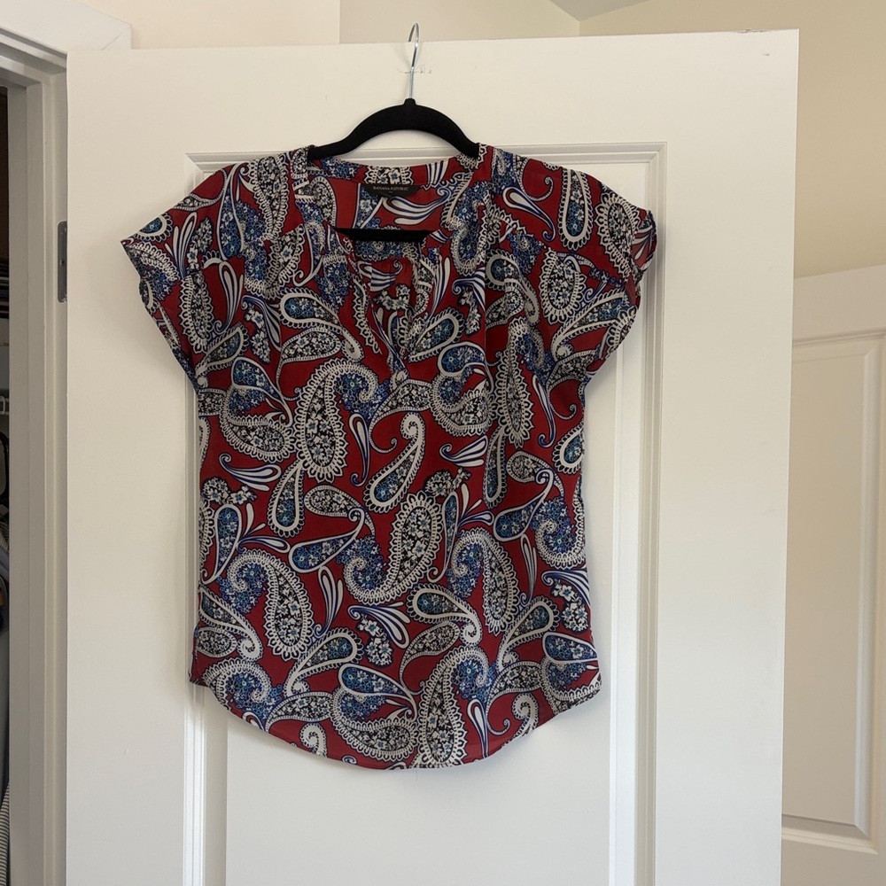 Banana Republic Paisley Blouse - Red, Blue, White